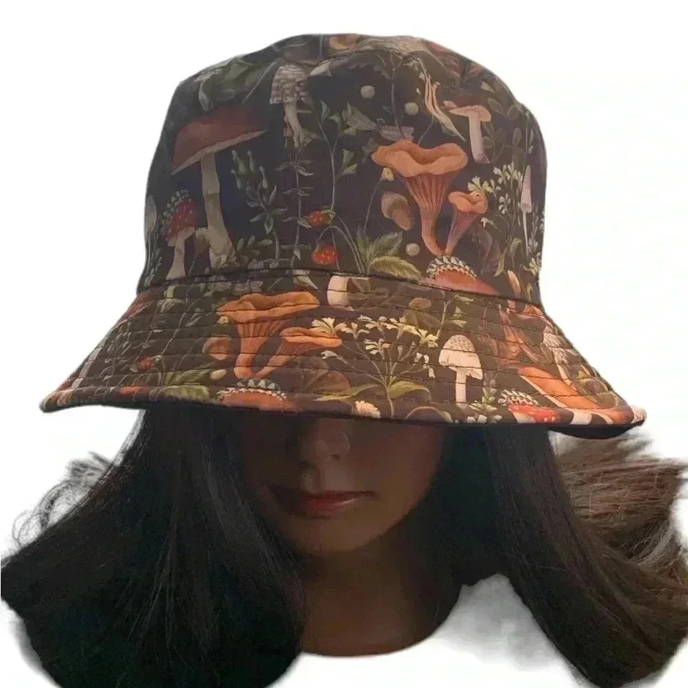 Mushroom Print Bucket Hat - Brown Multi - Picture 3 of 7